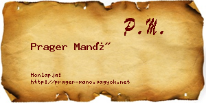 Prager Manó névjegykártya